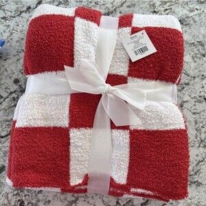 Checkered Blanket, Ultra Soft Red & White Checkered Throw Blanket, Valentines